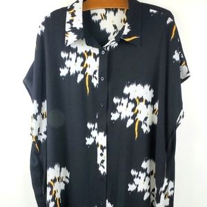 Shein Curve Dress Black Floral Design Side pockets 3XL Beach Cover Up Du…